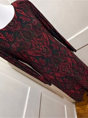 Tommy Hilfiger Black Dress with Red and Green Paisley